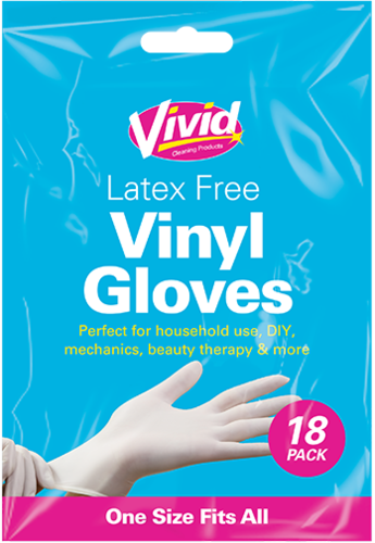 VIVID LATEX FREE VINYL GLOVES - 18 pack